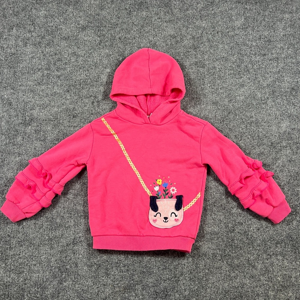 Kids Headquarters Fleece Hoodie Toddler Girl 4T Pink Cotton Ruffled Sleeves